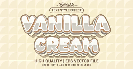 Editable text effect vector with Vanilla Cream theme in soft and sweet 3D style – perfect for dessert branding, bakery packaging, pastel design projects, and cute typography
