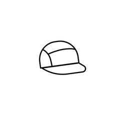 Minimalist cap line art. Simple and clean outline. Icon design in monochrome colours. For mock up clothing line, fashion design, fashion business. Vector illustration