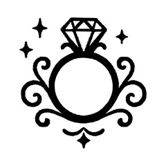 A classy and decorative vector illustration of a vintage ornamental frame topped with a royal crown. The frame features intricate flourishes, swirls, and filigree details, designed in an elegant antiq