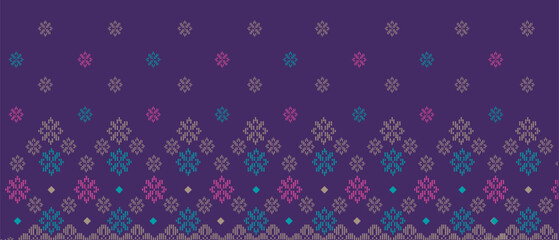 Batik Songket traditional design background. Seamless pattern embroidery Embroidery on fabric. Seamless pattern. Vector illustration for web design or print.