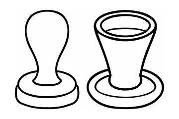Two Coffee Tamper Line Art Illustrations espresso tamper