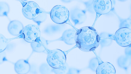 Abstract Molecule and Atom Structure Model - Science, Medical Background, Skincare Technology, and...