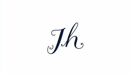 Fototapeta premium J H Signature Logo Design: Handwritten Initials Monogrammed in Luxury Typography