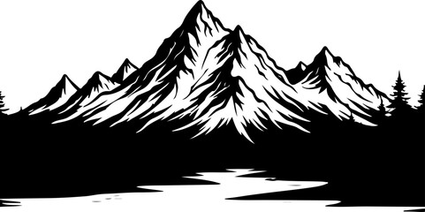 Hikers on Mountain Peak Silhouette vector bundle
