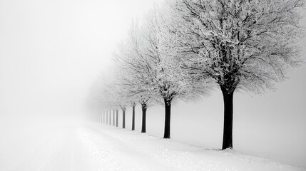 trees dissolving into snow fog, grayscale winter vision