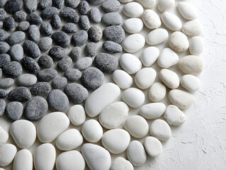Arrangement of Smooth Gray and White Stones Creating a Gradient Effect