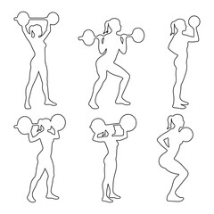 Man and woman body building gym silhouette. Weightlifting exercise. Powerlifting Vector Silhouettes. Weight Lifting and Fitness vector illustrator