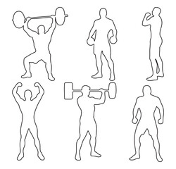Man and woman body building gym silhouette. Weightlifting exercise. Powerlifting Vector Silhouettes. Weight Lifting and Fitness vector illustrator