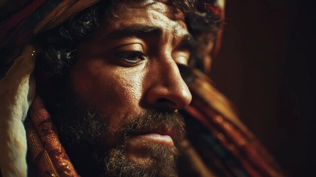 Photorealistic portrayal of Daniel interpreting dreams, capturing a contemplative mood. From the book of Daniel in the Bible.