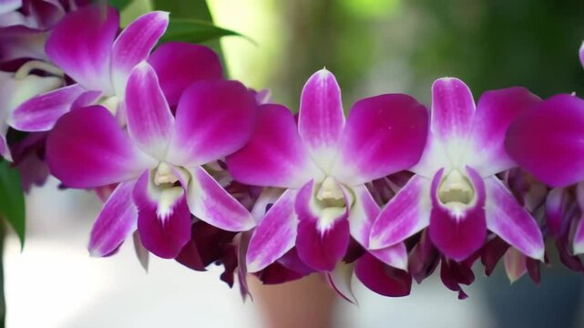 Vibrant Purple Dendrobium Orchids in Bloom