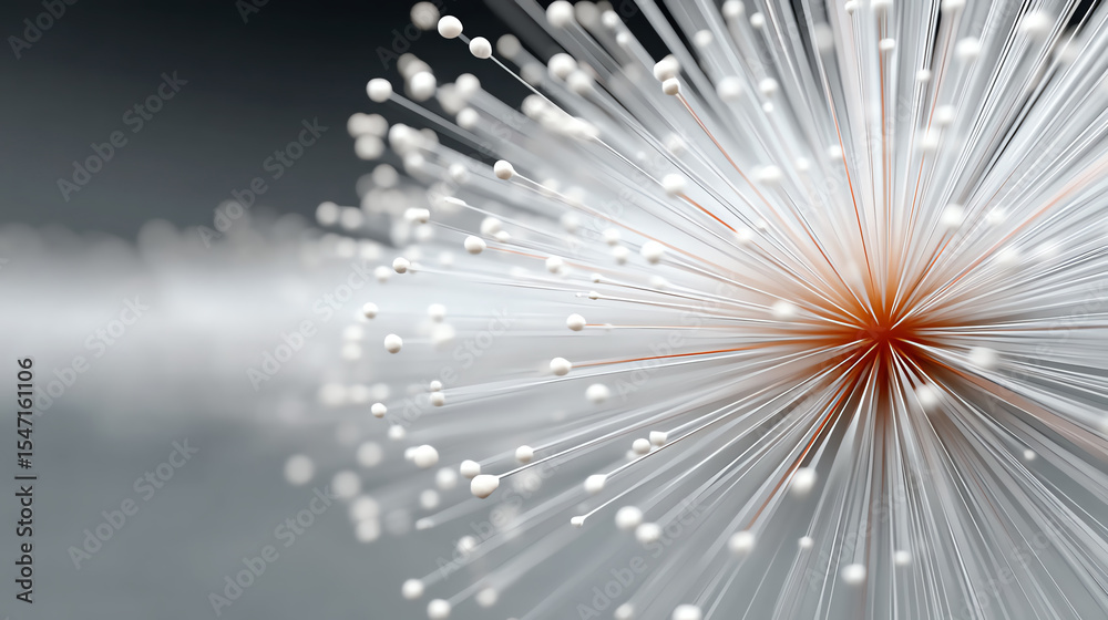 Poster A stunning display of abstract fibers radiating from a central point, showcasing a blend of light and movement in a digital landscape.
