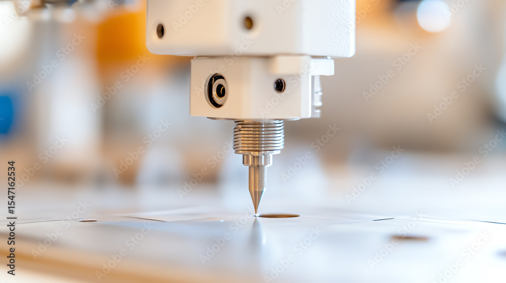 Poster Close-up of a precision machine tool, highlighting the intricate design and technology involved in modern manufacturing processes.