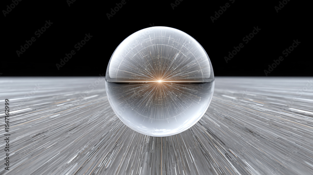 Aufkleber Futuristic transparent sphere with glowing core, symbolizing innovation and advancement in technology. Dynamic and abstract vision.