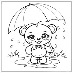 Cute kawaii Cozy Bear Bold & Easy Coloring pages, cute Cozy Bear coloring book, Cozy Bear coloring, cute Cozy Bear idea for kids, cute Cozy Bear art