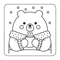 Cute kawaii Cozy Bear Bold & Easy Coloring pages, cute Cozy Bear coloring book, Cozy Bear coloring, cute Cozy Bear idea for kids, cute Cozy Bear art