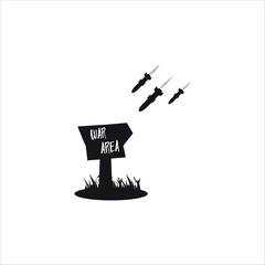 War Area Missiles Approaching Silhouette