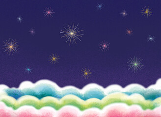 밤하늘 색동구름 배경