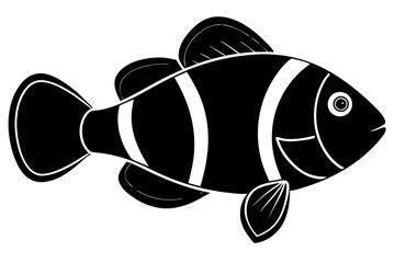 Silhouette Vector Art Illustration of Clownfish