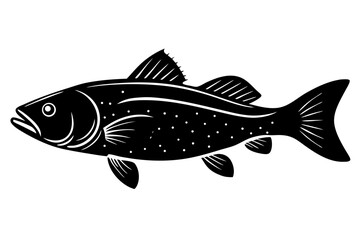 Silhouette Vector Art Illustration of Black and White Fish