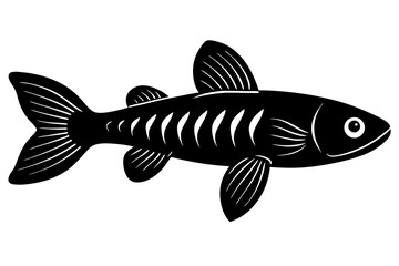 Silhouette Vector Art Illustration of a Fish with Stylized Skeleton Design