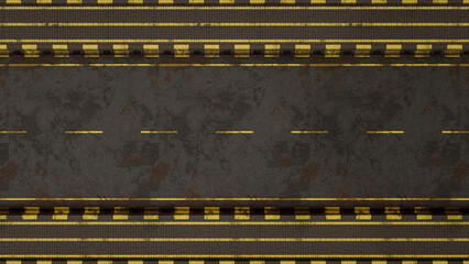 Realistic 6x6 meter modular urban street with asphalt road, yellow markings, sidewalks, curbs, and pedestrian paths—ideal for city planning, games, or 3D visualization. Premium photo 3d render.