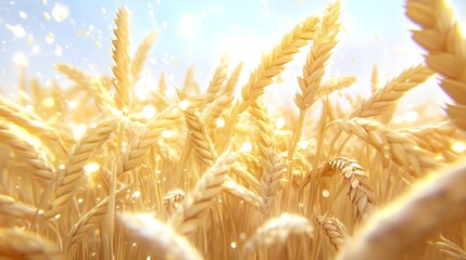 Wheat, Field, Golden, Golden Wheat Field in Sunlight