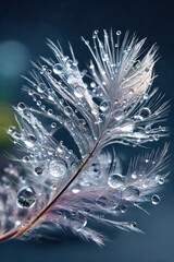 Close-up feather with water droplets