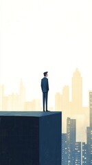 Business people looking at the top of the city