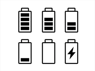 Set of battery icons. Energy Battery charge symbol. Level battery energy. Vector.
