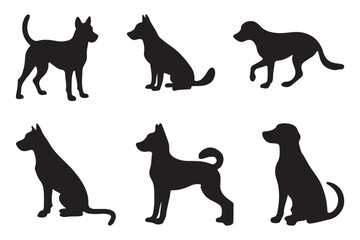 Dog silhouettes. Dog breed black silhouette. Vector illustration