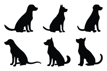 Dog silhouettes. Dog breed black silhouette. Vector illustration