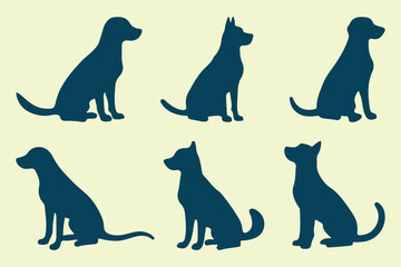 Dog silhouettes. Labrador Retriever silhouette. isolated black silhouette of a dog collection. Different breeds vector silhouette. vector illustration