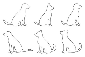 Dog silhouette set. dog breed black silhouette logo symbol set. Set of wolf silhouette design. Vector illustrator