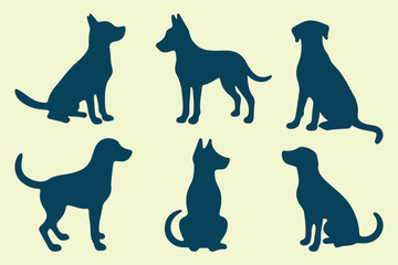 Dog silhouettes. Labrador Retriever silhouette. isolated black silhouette of a dog collection. Different breeds vector silhouette. vector illustration