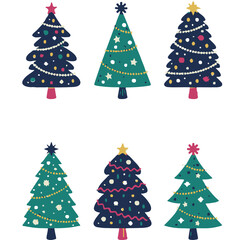set of christmas trees