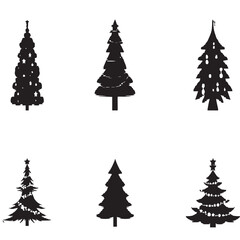 set of christmas trees