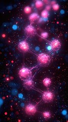 Pink and Blue Glowing Polygonal Network Abstract Background