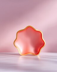 Pink and Gold Star Shaped Product Display on Wooden Surface