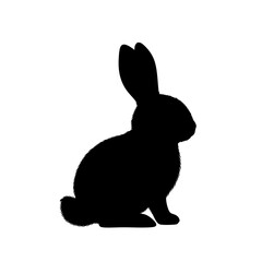 Silhouette of a Rabbit Resting with Its Long Ears Pointed Upwards and a Fluffy Tail