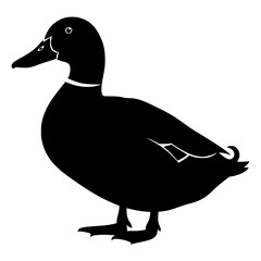 A Bold Silhouette of a Majestic Duck in a Striking Black and White Illustration