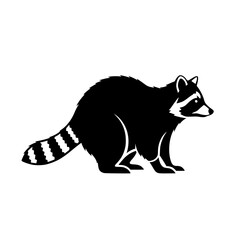 Raccoon Illustration Depicting Wildlife Nature and Forest Animal in Black and White Simple Icon Design