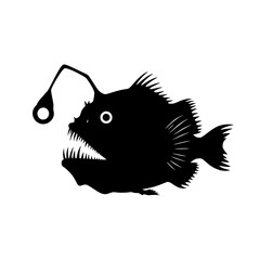 Depths of the Ocean Creatures An Anglerfish and Its Bioluminescent Lure In the Dark Sea