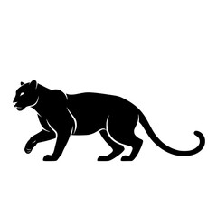 A Sleek Silhouette Capturing the Essence of a Panther Strolling Quietly and Powerfully Under the Moonlight