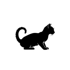 A Feline Silhouette Study Capturing the Elegance and Mystery of a Black Cat in Elegant Pose