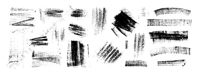 Vector black hand drawn brush stroke, brush, line or texture. Dirty artistic design element, box, frame or background  for text. Halftone texture. Grunge rough edges. 