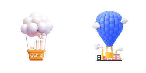 Fototapeta premium Hot air balloons representing pollution and industry.