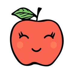 Cute apple character. Knowledge day. Hand drawn vector illustration. Perfect for cards, posters, prints, anniversaries, invitations.