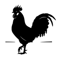 Silhouette of a Rooster in Black against a Background with a Blur of Colors and Light