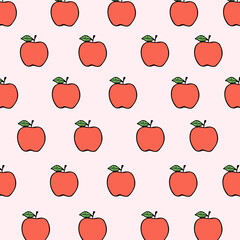 Pattern with apples on a pink background. Design of children's goods, wrapping paper, children's wallpaper. Vector illustration.