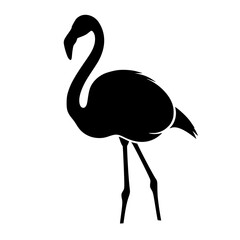 Elegant Flamingo Standing Tall A Silhouette Against a White Backdrop Showing Grace and Beauty